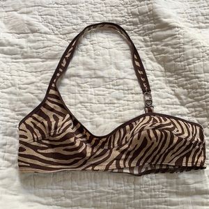 Dior asymmetric zebra bikini top